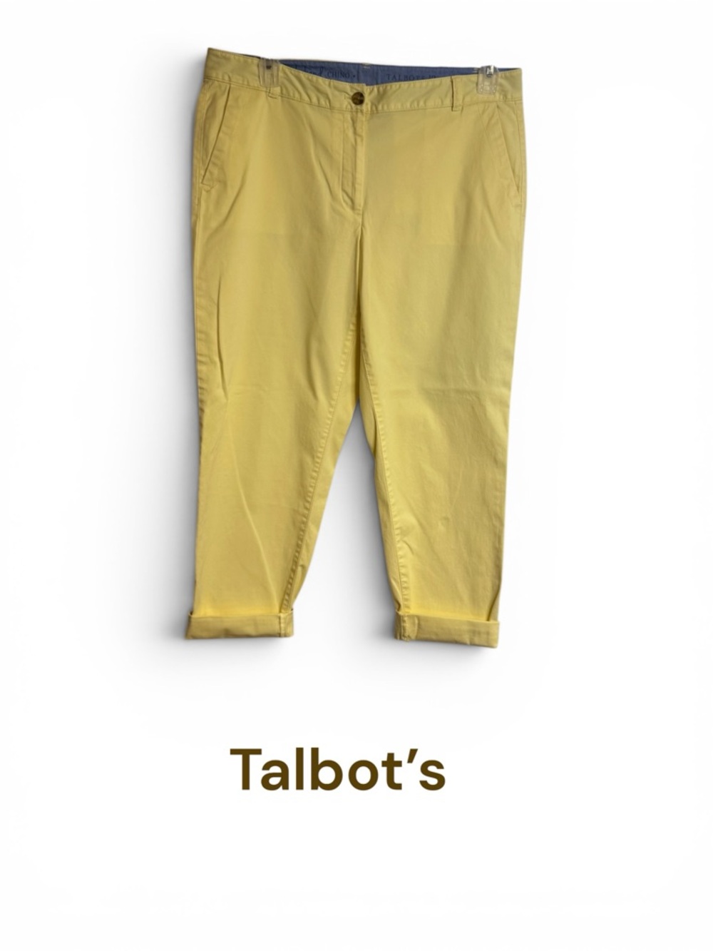 Talbots Yellow The Weekend Chino Pants (optional Cuffing) SIZE: 12 BIN #14 - Picture 1 of 9